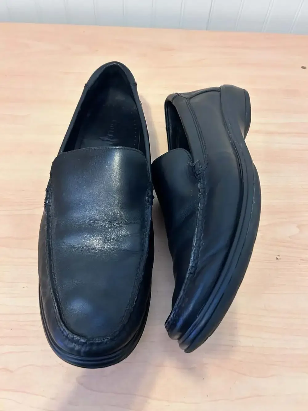 Cole Haan Black Leather Slip-On Venetian Loafers